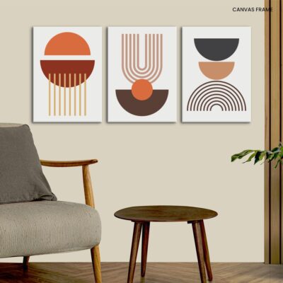 Boho Bliss Minimalist Abstract Painting with Modern Geometric Elements