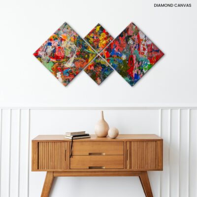 Patriotic Symphony A Dynamic Abstract Canvas in Red, Blue, and White
