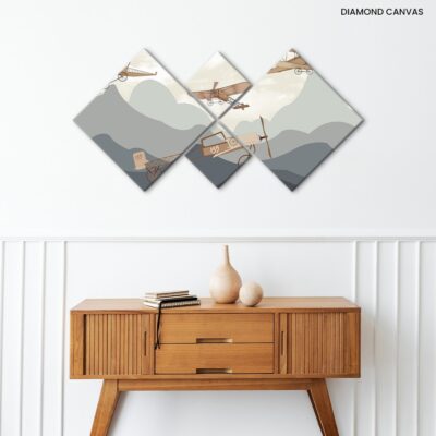 Skyward Wonders Retro Planes Soaring Over Majestic Landscapes, Delighting Kids and Adults Alike