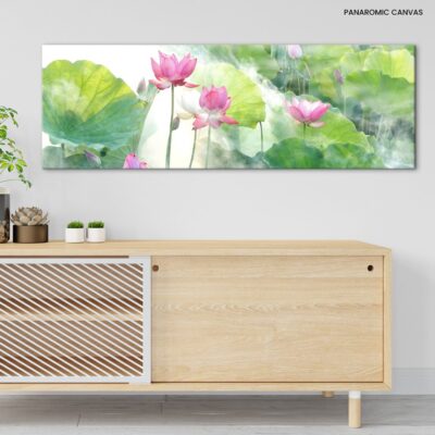 Summer Dreams Blossom Pink Lotuses and Green Lily Pads Dance in a Fantasy of Flowers