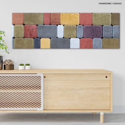 Vibrant Mosaic Textured Paving Stones Wall in a Kaleidoscope of Colors for Construction