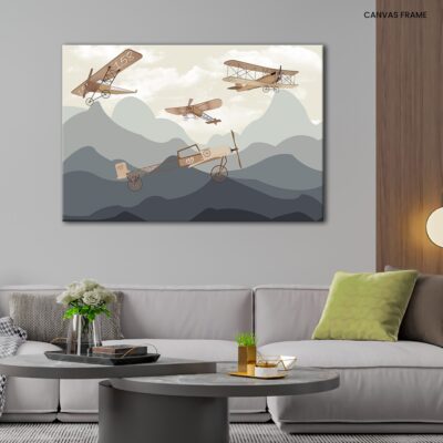 Skyward Wonders Retro Planes Soaring Over Majestic Landscapes_ Delighting Kids and Adults Alike