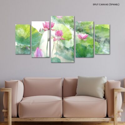 Summer Dreams Blossom Pink Lotuses and Green Lily Pads Dance in a Fantasy of Flowers