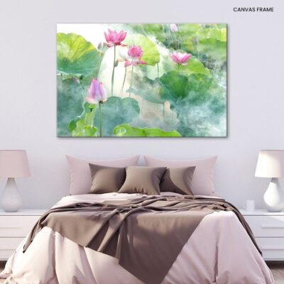 Summer Dreams Blossom Pink Lotuses and Green Lily Pads Dance in a Fantasy of Flowers