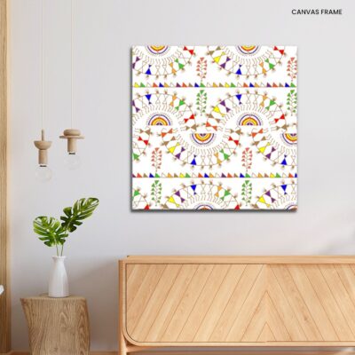 Timeless Heritage Hand-Drawn Indian Tribal Art Seamlessly Capturing Rural Life