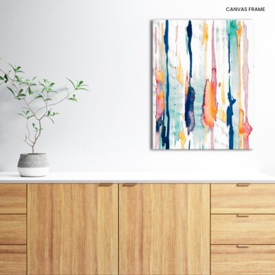Vibrant Fusion Contemporary Abstract Painting with Striking Mixed Techniques
