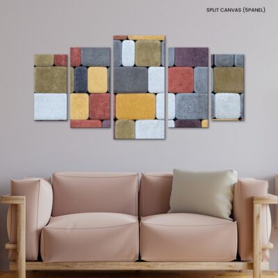 Vibrant Mosaic Textured Paving Stones Wall in a Kaleidoscope of Colors for Construction