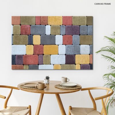 Vibrant Mosaic Textured Paving Stones Wall in a Kaleidoscope of Colors for Construction